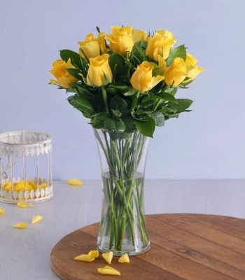 Yellow Roses in A Vase