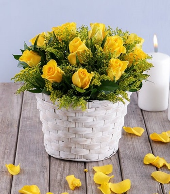 Yellow Roses In Basket