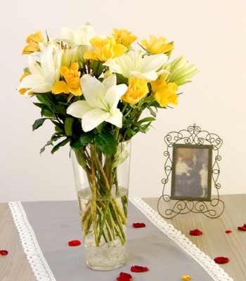 Yellow Roses In Vase