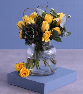 Yellow Roses In Vase