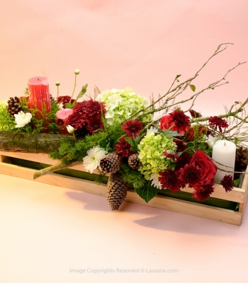 Christmas Flower Arrangement with Candles