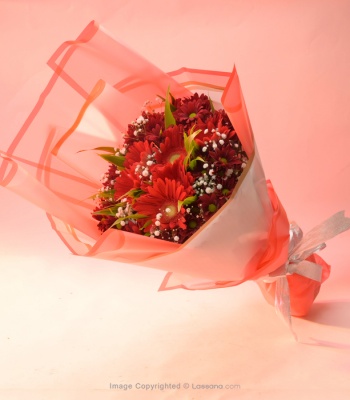 Red Gerberas and Chrysanthemums Bouquet