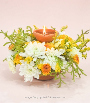 Pongal Flower Arrangement with Clay Lamp