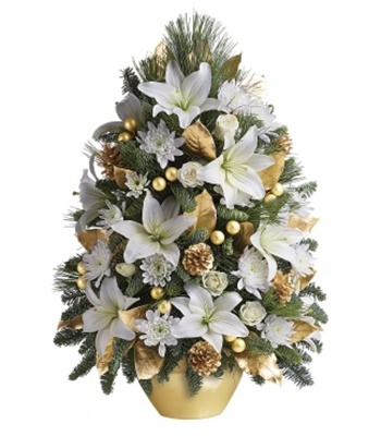 Christmas Floral Arrangement In Tree Shape