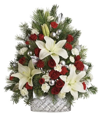 Christmas Tree Inspired Flower Arrangement