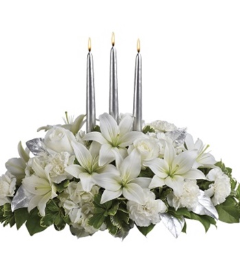 Lush White Floral Christmas Centerpiece