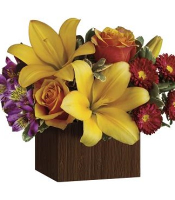 Mix Flowers in Bamboo Box