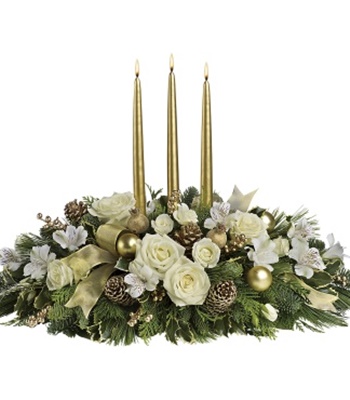 White And Gold Christmas Table Centerpiece