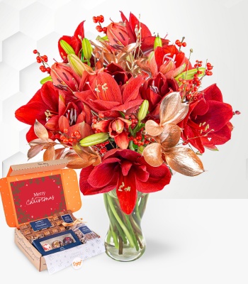 Amaryllis Flowers with Chocolates