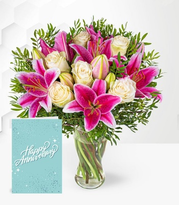 Anniversary Flowers For Her With Card