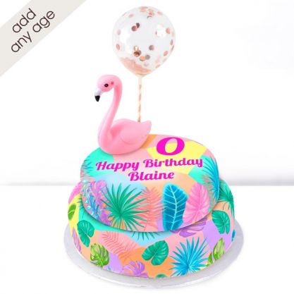 Any Age Flamingo Birthday Cake