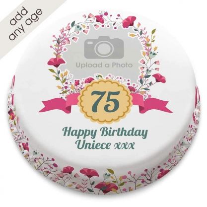 Any Age Poppies Photo Cake