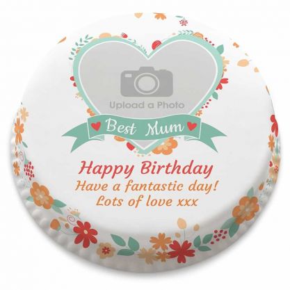 Best Mum Floral Photo Cake