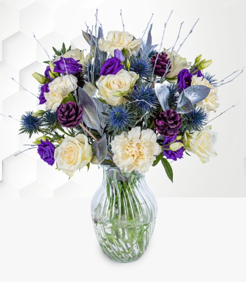 Christmas Flower Bouquet - White and Blue