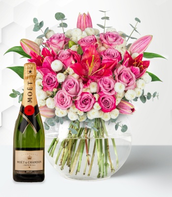 Christmas Flowers and Moet Bottle