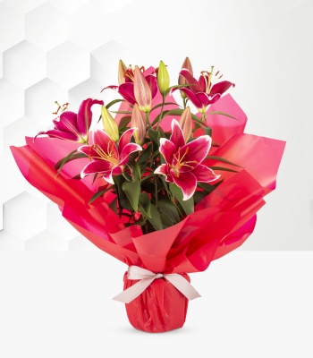 Christmas Red Lily Flower Bouquet