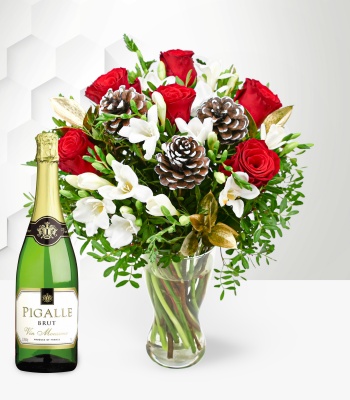 Christmas Rose and Freesia with Sparkling French Wine