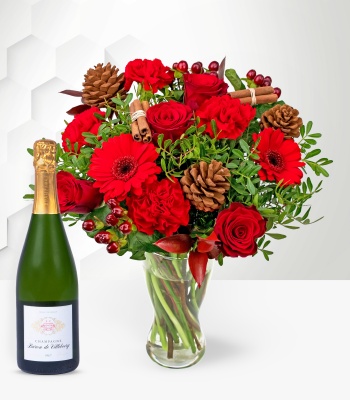 Christmas Roses and Carnations with Champagne