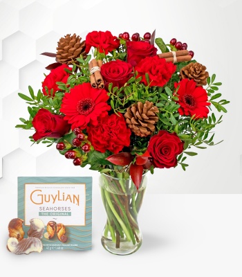 Christmas Roses and Carnations with Chocolates