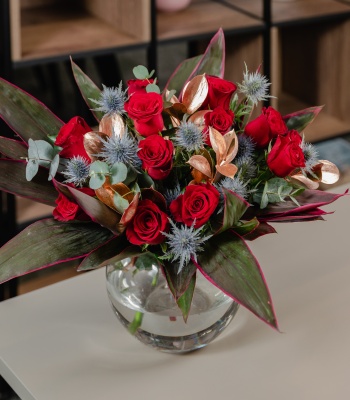 Christmas Roses with Eucalyptus and Eryngium