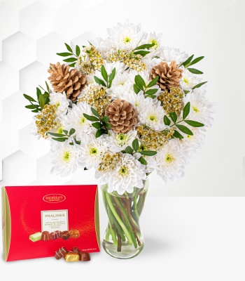 Christmas White Flowers with Chocolates