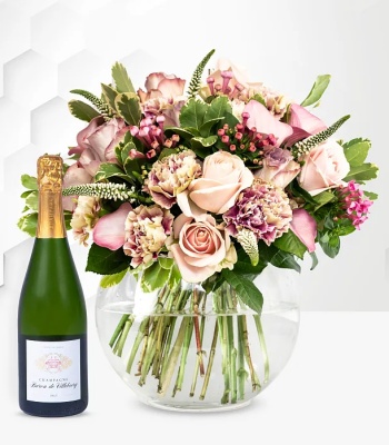 Graduation Flowers And Champagne