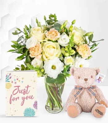 Ivory Flower With Teddy And Card