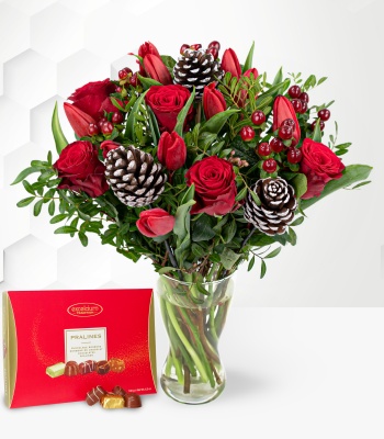 Merry Christmas Flowers with Chocolates