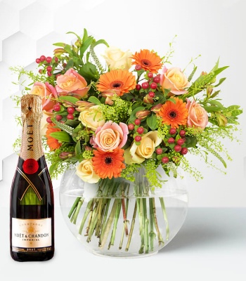 Mix Flowers And Moet Champagne