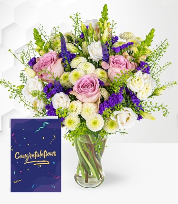 Mix Flowers With Congratulations Card