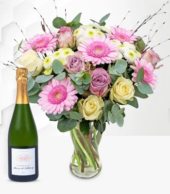 Mixed Flowers With Champagne