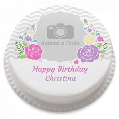 Modern Floral Photo Cake