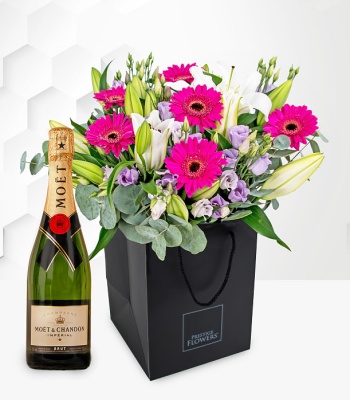 Premium Mix Flowers With Moet Champagne