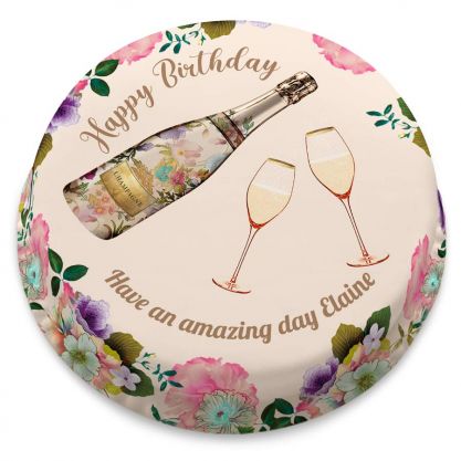 Pretty Champagne Birthday Cake