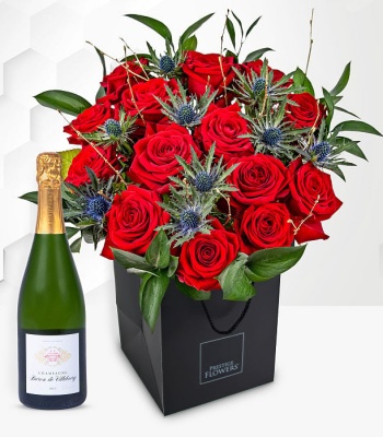 Red Roses With Champagne