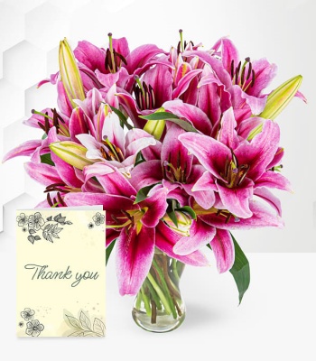 Stargazer Lilies And Thank You Card