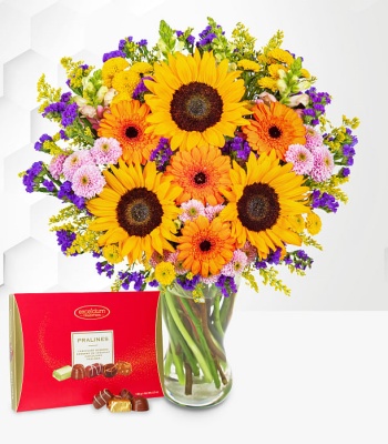 Sunflower Bouquet With Chocolates