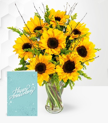 Sunflowers With Anniversary Card