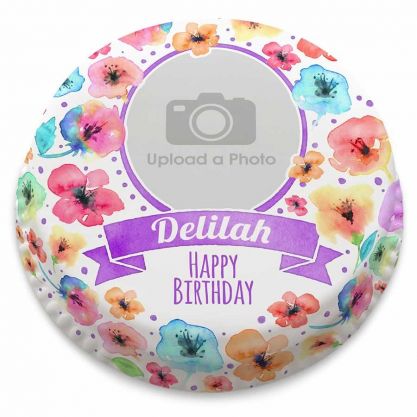 Watercolour Floral Photo Cake