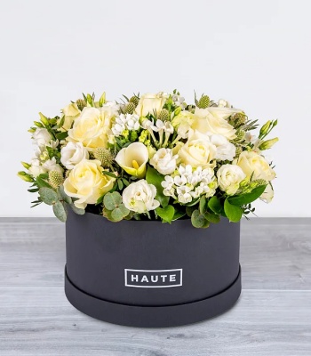 White Flowers In Hatbox