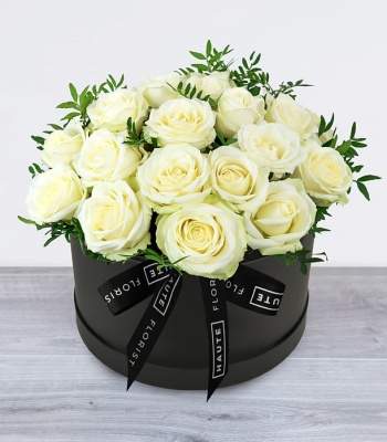 White Roses In Hatbox