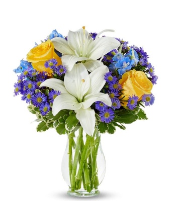 Asiatic Lilies And Rose Flower Bouquet