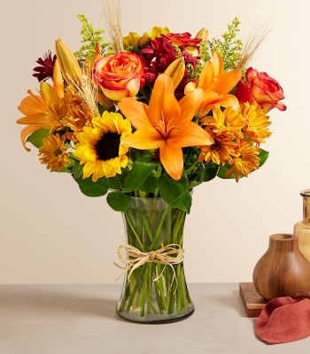 Assorted Flowers in Glass Vase