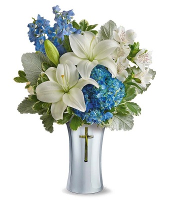 Blue And White Sympathy Flower Bouquet