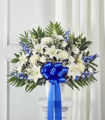 Blue & White Sympathy Standing Basket