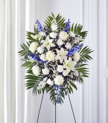 Blue And White Sympathy Standing Spray