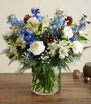 Christmas Blue and White Flowers