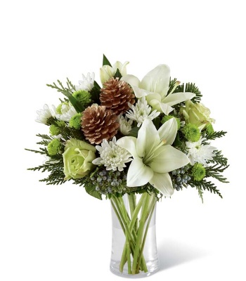 Christmas Flowers in Glass Vase