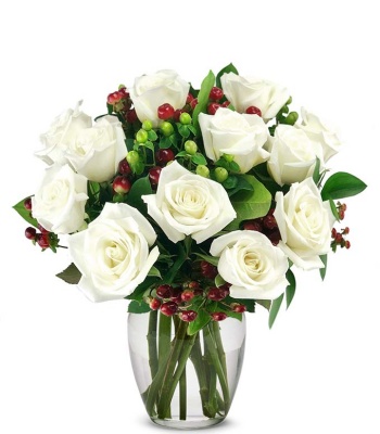 Christmas Roses - Dozen White Roses