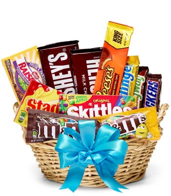 Candy Basket With Blue Ribbon